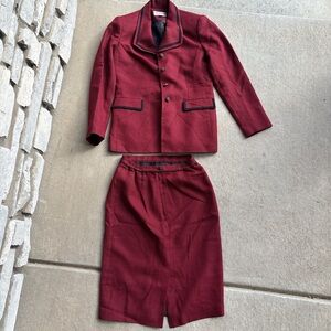 Kasper Red and Black Houndstooth Blazer